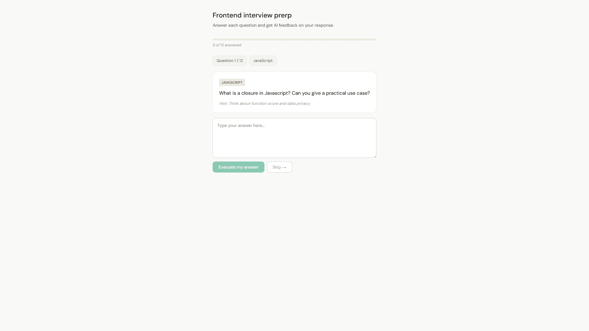 Frontend Interview Preparation App screenshot 1